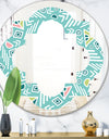 Pastel Tribal Retro Pattern - Modern Round or Oval Wall Mirror - Quatrefoil
