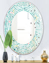 Pastel Tribal Retro Pattern - Modern Round or Oval Wall Mirror - Wave
