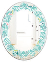 Pastel Tribal Retro Pattern - Modern Round or Oval Wall Mirror - Leaves