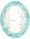 Pastel Tribal Retro Pattern - Modern Round or Oval Wall Mirror - Triple C