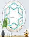 Pastel Tribal Retro Pattern - Modern Round or Oval Wall Mirror - Hexagon Star