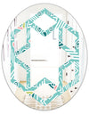 Pastel Tribal Retro Pattern - Modern Round or Oval Wall Mirror - Hexagon Star