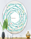 Pastel Tribal Retro Pattern - Modern Round or Oval Wall Mirror - Whirl