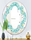 Pastel Tribal Retro Pattern - Modern Round or Oval Wall Mirror - Quatrefoil