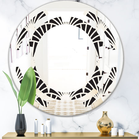 Retro Art Deco Waves I - Modern Round or Oval Wall Mirror - Space