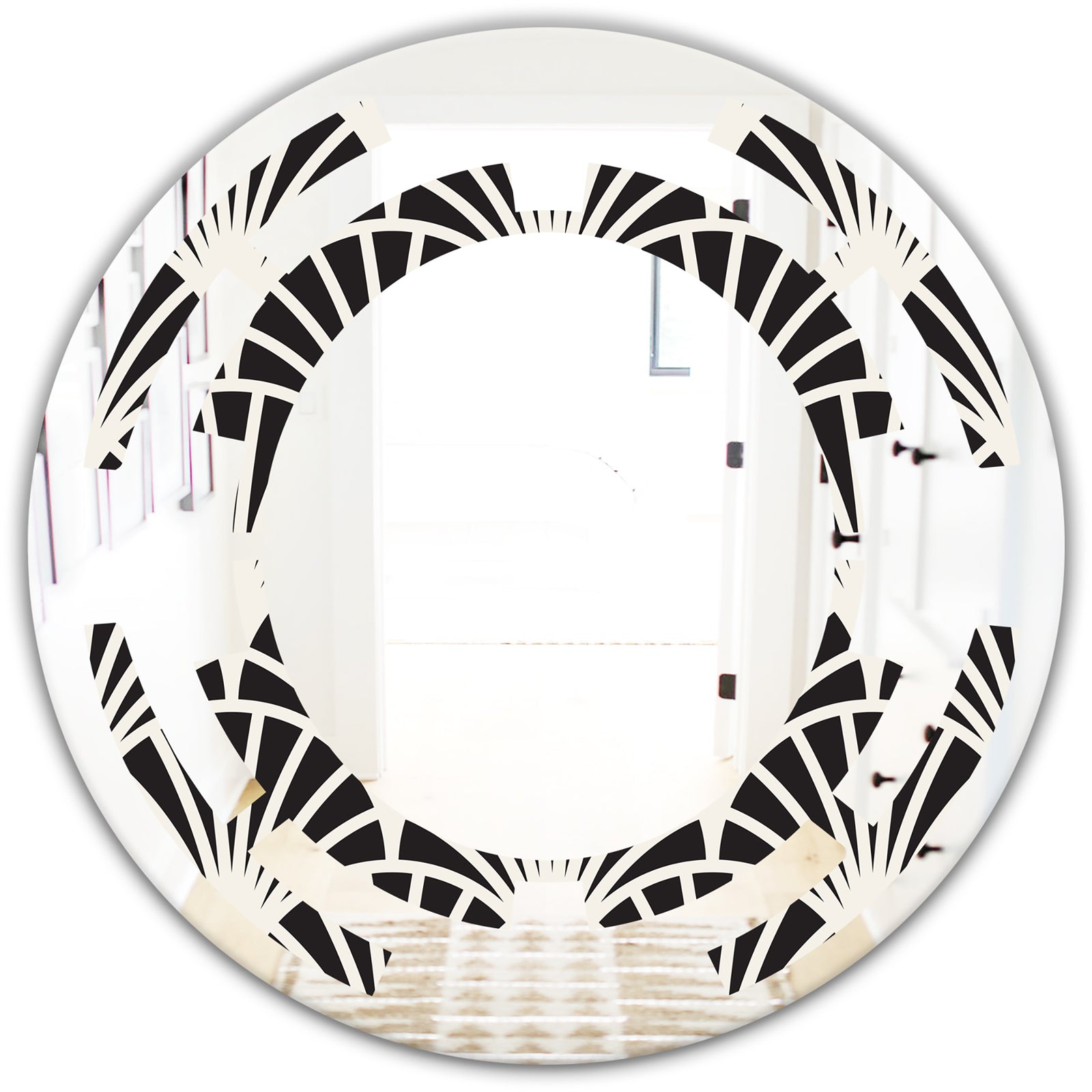 Retro Art Deco Waves I - Modern Round or Oval Wall Mirror - Space
