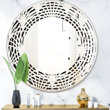 Retro Art Deco Waves I - Modern Round or Oval Wall Mirror - Wave