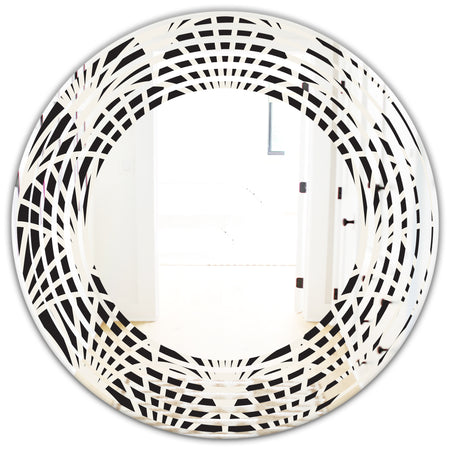 Retro Art Deco Waves I - Modern Round or Oval Wall Mirror - Wave