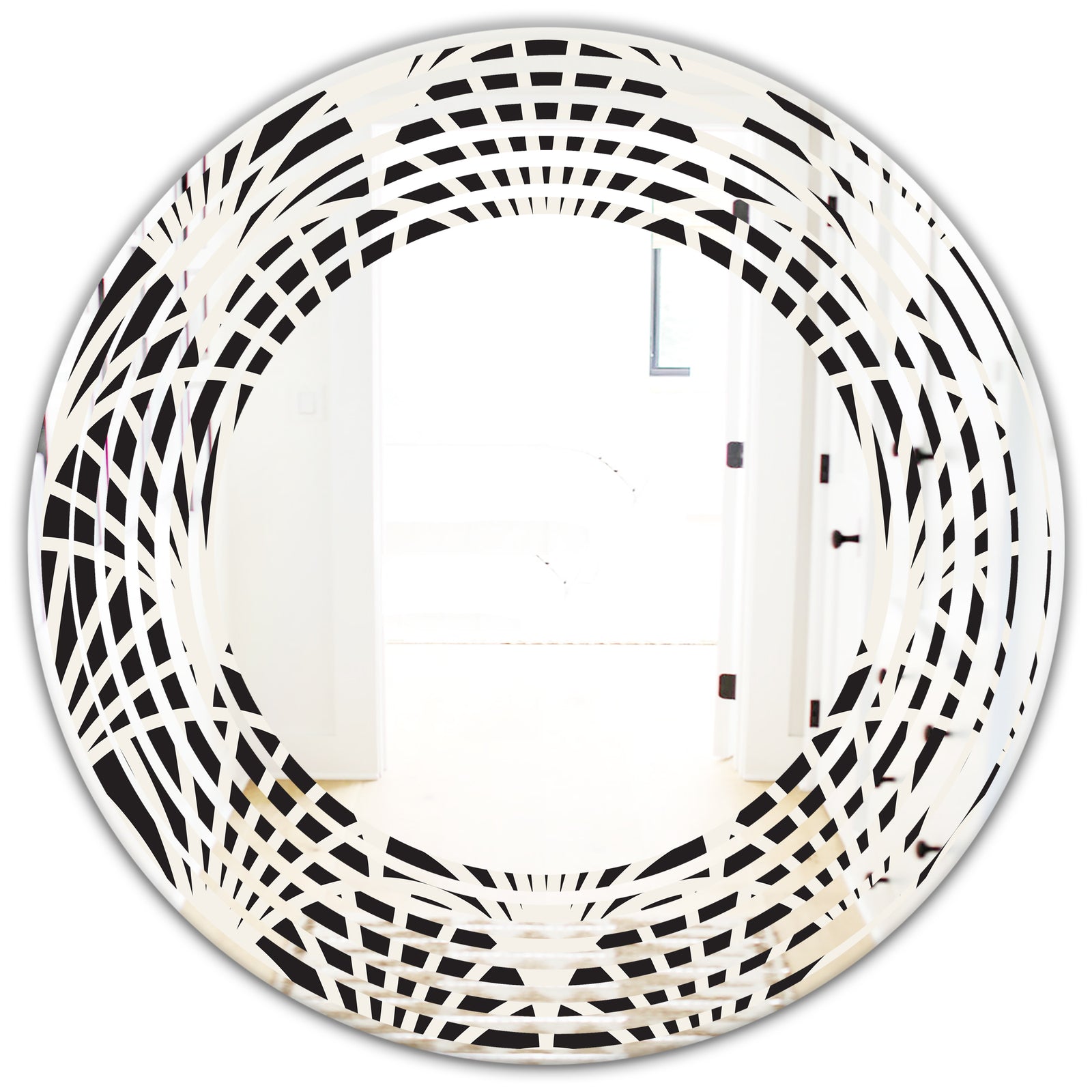 Retro Art Deco Waves I - Modern Round or Oval Wall Mirror - Wave