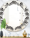 Retro Art Deco Waves I - Modern Round or Oval Wall Mirror - Leaves