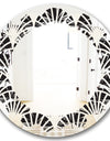 Retro Art Deco Waves I - Modern Round or Oval Wall Mirror - Leaves