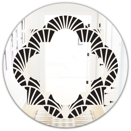 Retro Art Deco Waves I - Modern Round or Oval Wall Mirror - Quatrefoil