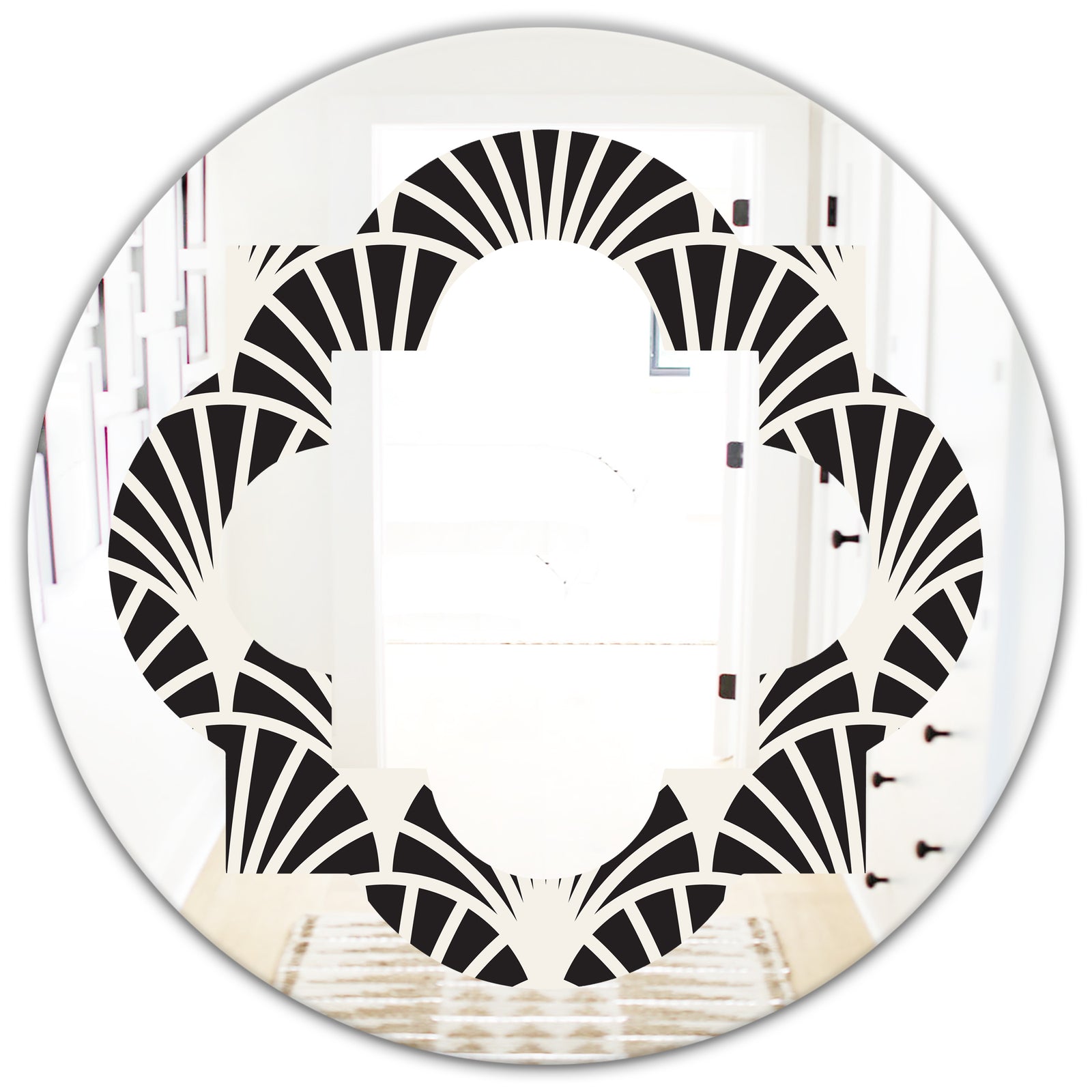 Retro Art Deco Waves I - Modern Round or Oval Wall Mirror - Quatrefoil