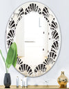 Retro Art Deco Waves I - Modern Round or Oval Wall Mirror - Leaves