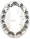 Retro Art Deco Waves I - Modern Round or Oval Wall Mirror - Leaves
