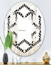 Retro Art Deco Waves I - Modern Round or Oval Wall Mirror - Hexagon Star