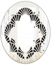 Retro Art Deco Waves I - Modern Round or Oval Wall Mirror - Quatrefoil