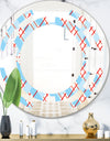 Blue and Red Plaid - Modern Round or Oval Wall Mirror - Space