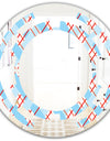 Blue and Red Plaid - Modern Round or Oval Wall Mirror - Space