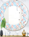 Blue and Red Plaid - Modern Round or Oval Wall Mirror - Wave