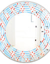 Blue and Red Plaid - Modern Round or Oval Wall Mirror - Wave