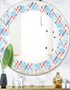 Blue and Red Plaid - Modern Round or Oval Wall Mirror - Leaves