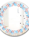 Blue and Red Plaid - Modern Round or Oval Wall Mirror - Leaves
