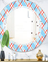 Blue and Red Plaid - Modern Round or Oval Wall Mirror - Triple C