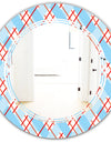 Blue and Red Plaid - Modern Round or Oval Wall Mirror - Triple C