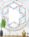 Blue and Red Plaid - Modern Round or Oval Wall Mirror - Hexagon Star