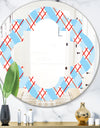 Blue and Red Plaid - Modern Round or Oval Wall Mirror - Quatrefoil