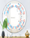 Blue and Red Plaid - Modern Round or Oval Wall Mirror - Space