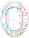 Blue and Red Plaid - Modern Round or Oval Wall Mirror - Space