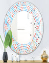 Blue and Red Plaid - Modern Round or Oval Wall Mirror - Wave