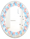 Blue and Red Plaid - Modern Round or Oval Wall Mirror - Leaves