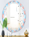 Blue and Red Plaid - Modern Round or Oval Wall Mirror - Triple C