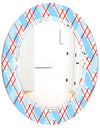 Blue and Red Plaid - Modern Round or Oval Wall Mirror - Triple C