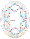 Blue and Red Plaid - Modern Round or Oval Wall Mirror - Hexagon Star