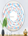 Blue and Red Plaid - Modern Round or Oval Wall Mirror - Whirl