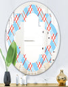 Blue and Red Plaid - Modern Round or Oval Wall Mirror - Quatrefoil