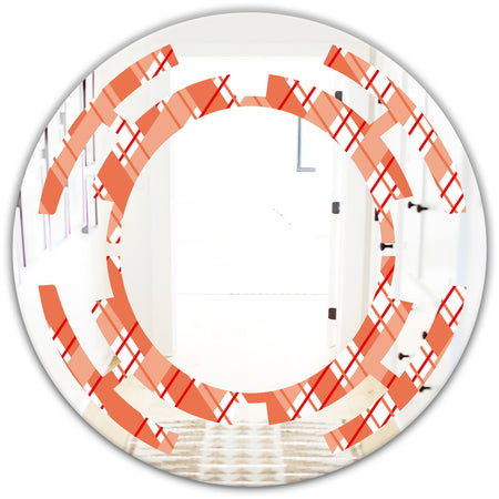 Retro Checkered Pattern I - Modern Round or Oval Wall Mirror - Space