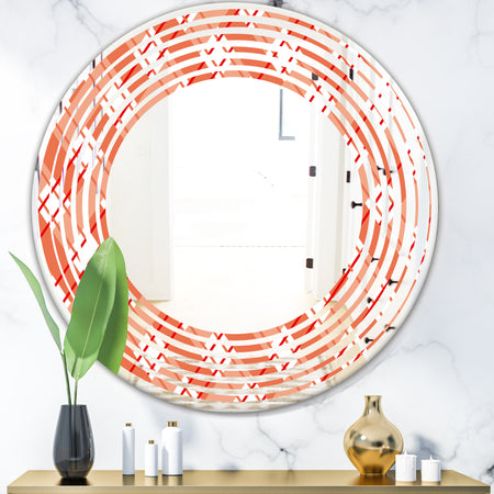 Retro Checkered Pattern I - Modern Round or Oval Wall Mirror - Wave