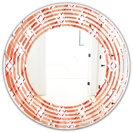 Retro Checkered Pattern I - Modern Round or Oval Wall Mirror - Wave