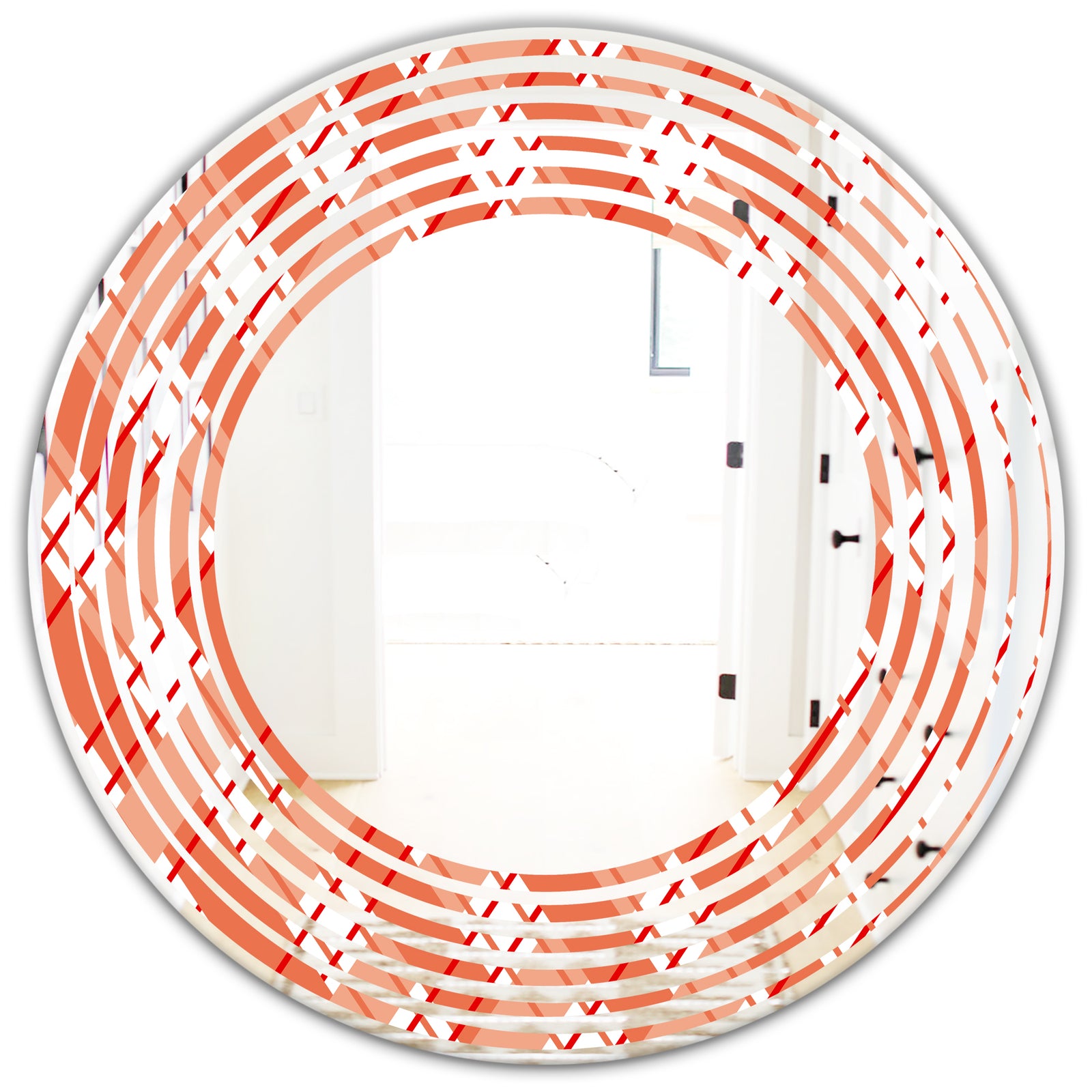 Retro Checkered Pattern I - Modern Round or Oval Wall Mirror - Wave