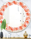 Retro Checkered Pattern I - Modern Round or Oval Wall Mirror - Leaves