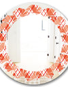 Retro Checkered Pattern I - Modern Round or Oval Wall Mirror - Leaves