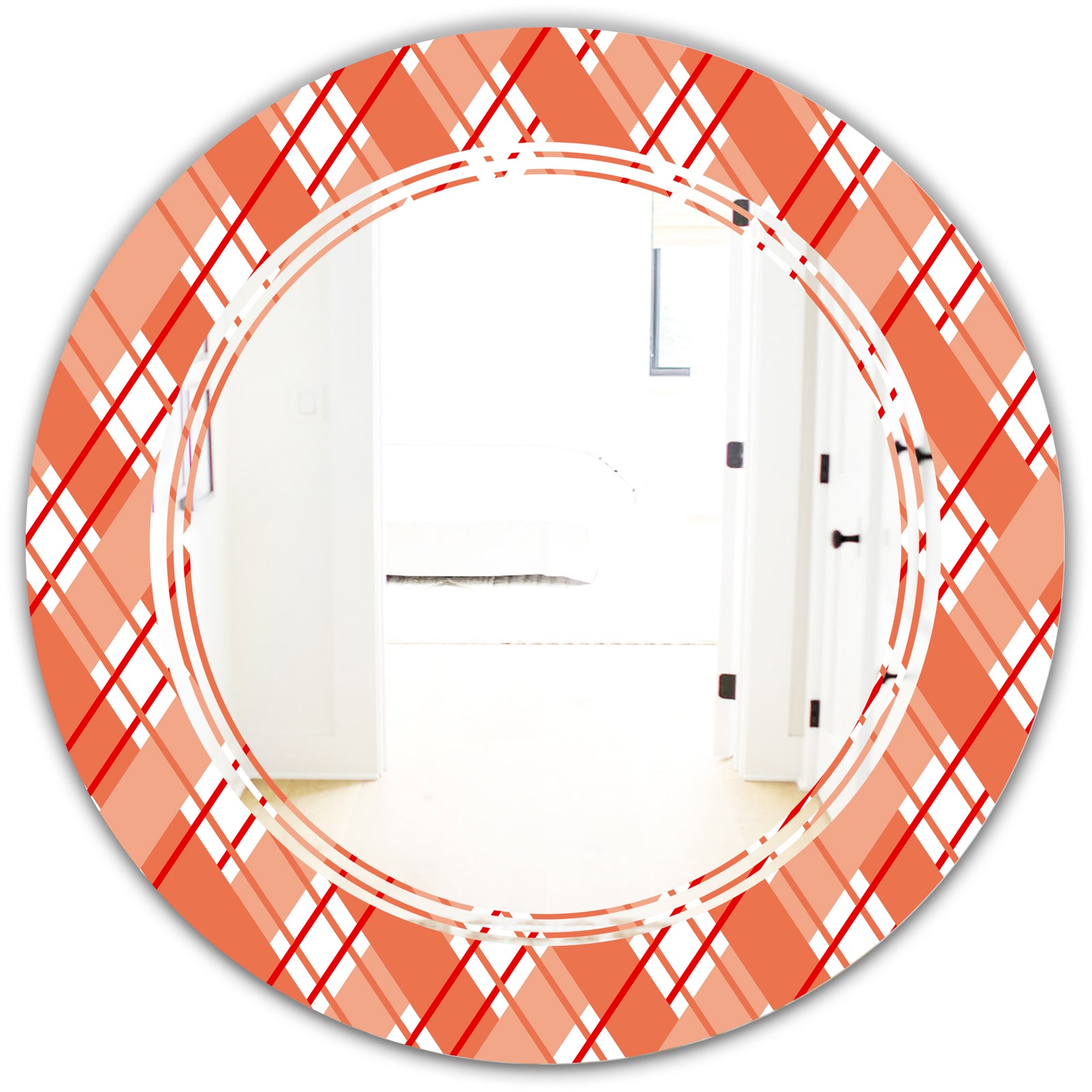 Retro Checkered Pattern I - Modern Round or Oval Wall Mirror - Triple C
