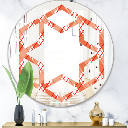Retro Checkered Pattern I - Modern Round or Oval Wall Mirror - Hexagon Star