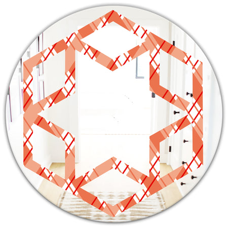 Retro Checkered Pattern I - Modern Round or Oval Wall Mirror - Hexagon Star