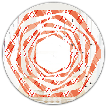 Retro Checkered Pattern I - Modern Round or Oval Wall Mirror - Whirl